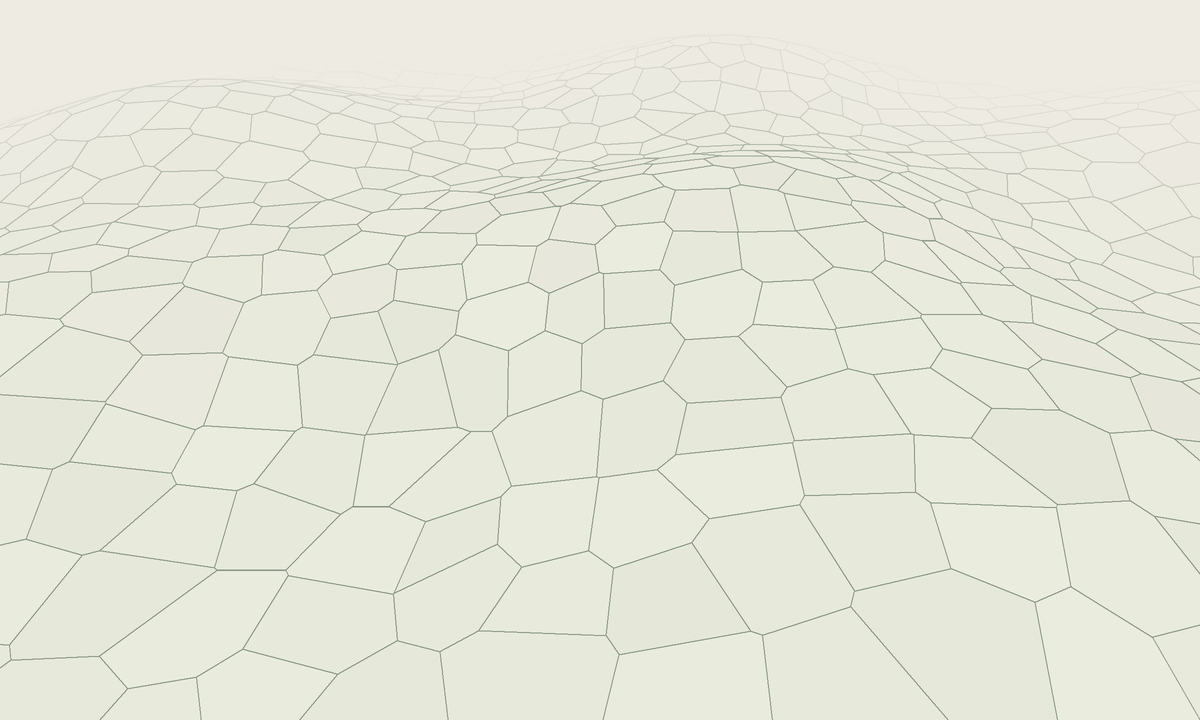 An undulating field of irregular Voronoi cells